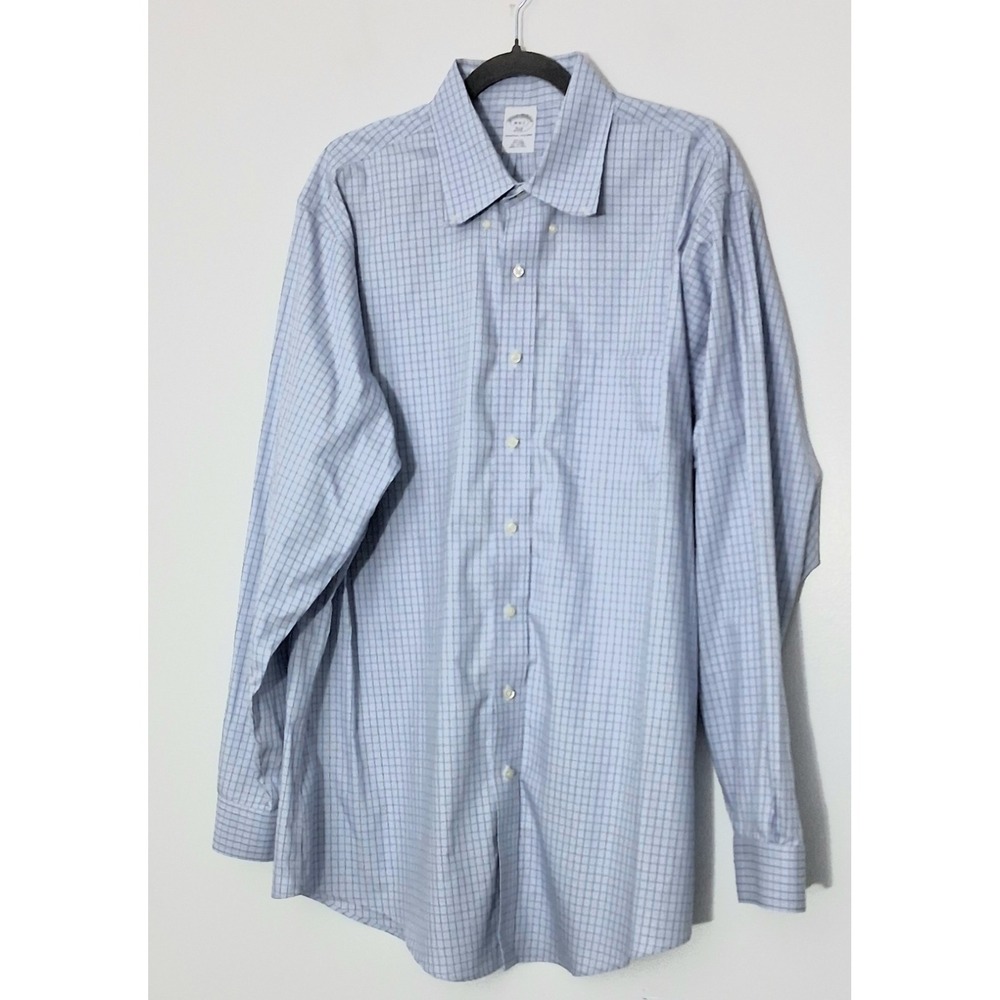 Brooks Brothers 346 Shirt Men's Size 18 - 6/7 The Original Polo Shirt Blue Preow